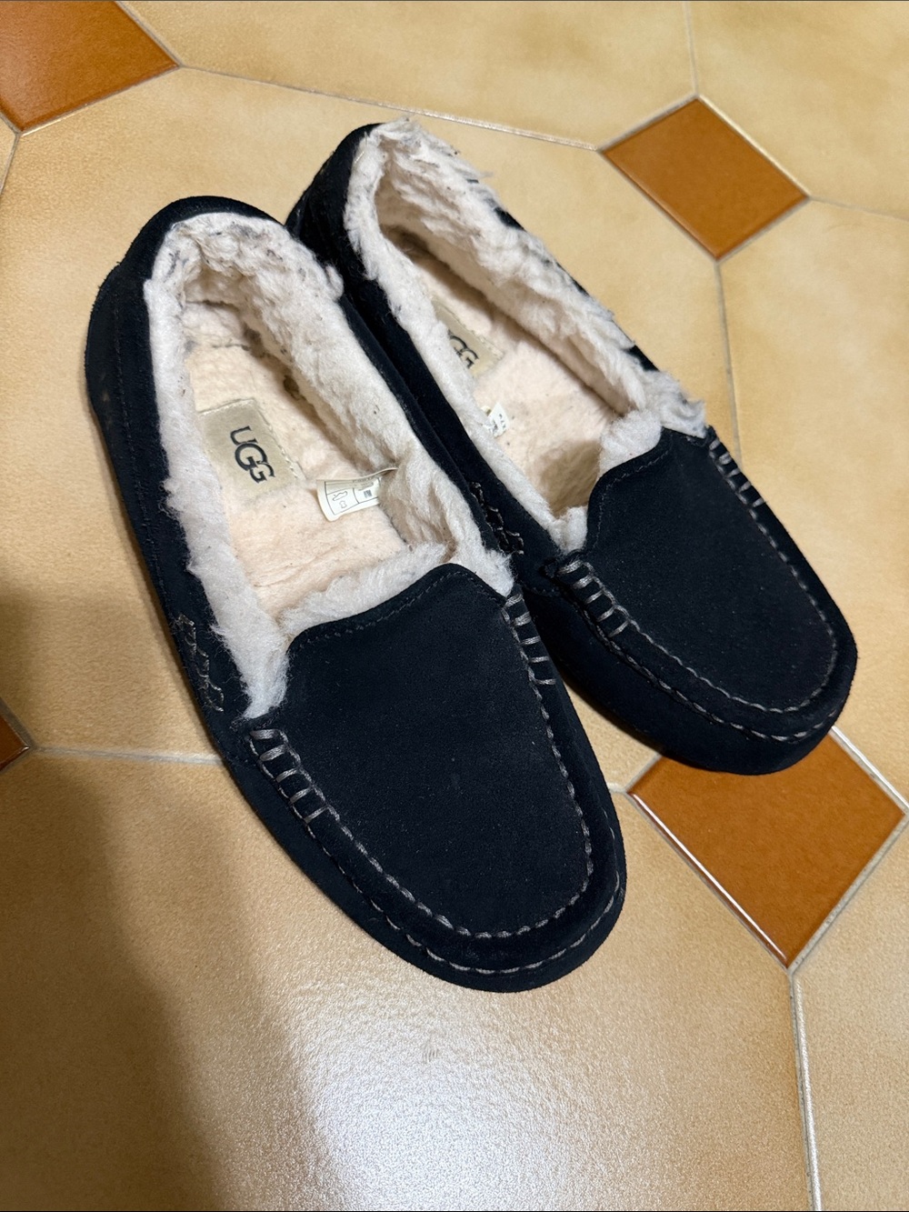 UGG Men’s Black Suede Shearling-Lined Moccasins